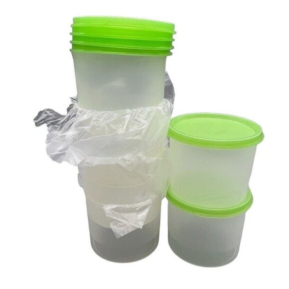 Vintage Tupperware Clear Containers 250 Green Lids NOS 2-1/2 Cups Set of 6 - Picture 10 of 10